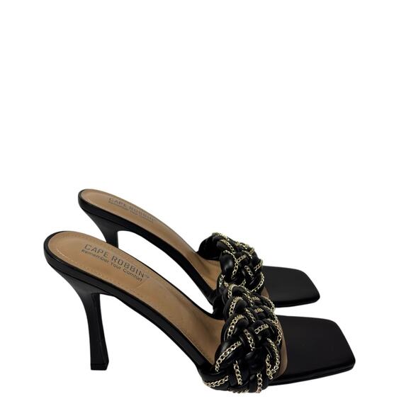 CAPE ROBBIN TILIO FAUX LEATHER DRESSY HEEL BLACK SIZE 10 NO BOX - Picture 1 of 8